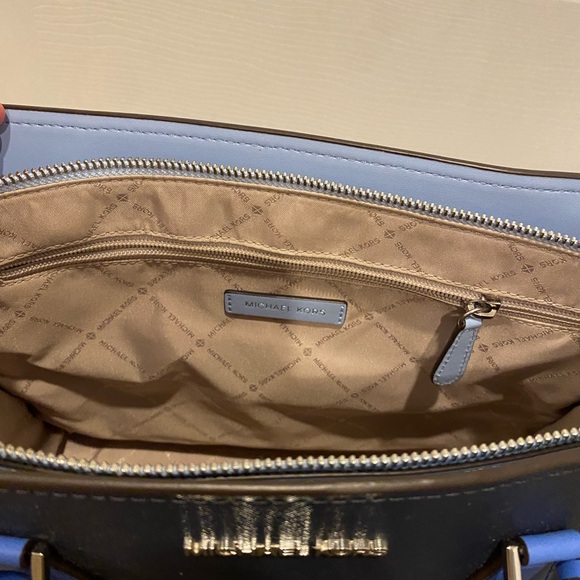 Large Blue Color Block Michael Kors Purse and Wristlet Wallet - Picture 7 of 11
